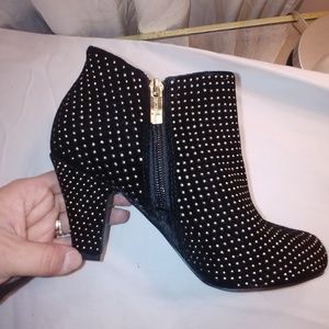 BCBGenerations black velvet gold stub booties